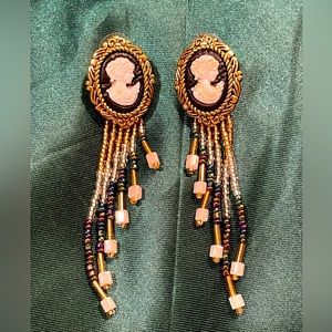 Handmade beaded Cameo earrings
